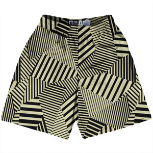 Multiple Lines Pattern Lacrosse Shorts Made In USA - Vegas Gold and Black Multiple Lines Pattern Lacrosse Shorts Made In USA - Vegas Gold and Black