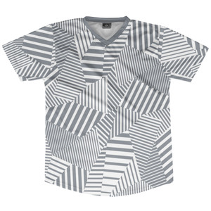 Multiple Lines Pattern Soccer Jersey Made In USA - Grey Dark and White Multiple Lines Pattern Soccer Jersey Made In USA - Grey Dark and White