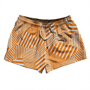 Multiple Lines Pattern 2.5" Swim Shorts Made in USA - Orange Tennessee and White