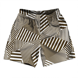 Multiple Lines Pattern Soccer Shorts Made In USA - Brown Dark and White Multiple Lines Pattern Soccer Shorts Made In USA - Brown Dark and White