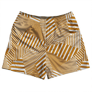 Multiple Lines Pattern Rugby Shorts Made In USA - Orange Burnt and White Multiple Lines Pattern Rugby Shorts Made In USA - Orange Burnt and White