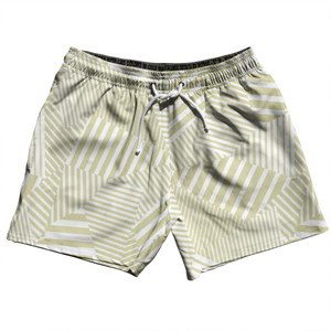 Multiple Lines Pattern 5" Swim Shorts Made in USA - Vegas Gold and White Multiple Lines Pattern 5" Swim Shorts Made in USA - Vegas Gold and White