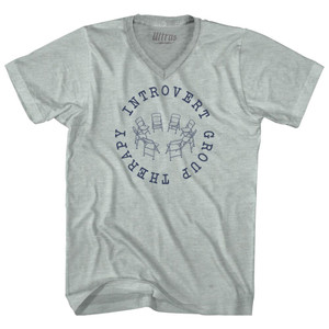 Introvert Group Adult Tri-Blend V-neck T-shirt - Athletic Cool Grey Introvert Group Adult Tri-Blend V-neck T-shirt - Athletic Cool Grey