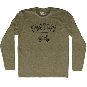 Custom Golf Cart Adult Tri-Blend Long Sleeve T-shirt - Military Green Custom Golf Cart Adult Tri-Blend Long Sleeve T-shirt - Military Green