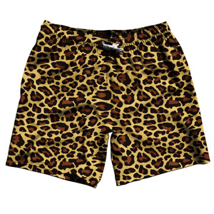 Cheetah Pattern Swim Shorts 7" Made in USA - Yellow Cheetah Pattern Swim Shorts 7" Made in USA - Yellow