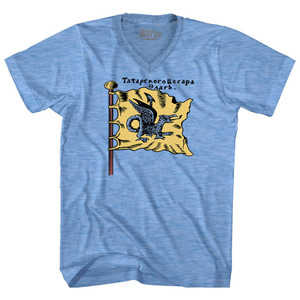 Dragon Flag Adult Tri-Blend V-neck T-shirt - Athletic Blue