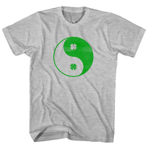 Clover Shamrock Yin And Yang Ireland Balance Youth Cotton T-shirt - Grey Heather Clover Shamrock Yin And Yang Ireland Balance Youth Cotton T-shirt - Grey Heather