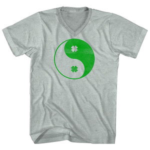 Clover Shamrock Yin And Yang Ireland Balance Adult Tri-Blend V-neck T-shirt - Athletic Cool Grey Clover Shamrock Yin And Yang Ireland Balance Adult Tri-Blend V-neck T-shirt - Athletic Cool Grey