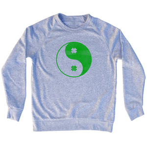 Clover Shamrock Yin And Yang Ireland Balance Adult Tri-Blend Sweatshirt - Grey Heather Clover Shamrock Yin And Yang Ireland Balance Adult Tri-Blend Sweatshirt - Grey Heather