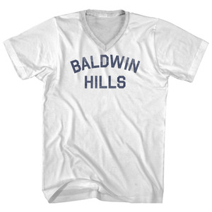 Baldwin Hills Adult Cotton V-neck T-shirt - White