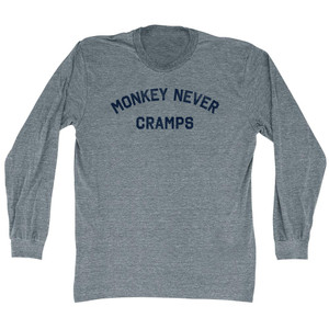 Monkey Never Cramps Adult Tri-Blend Long Sleeve T-shirt - Athletic Grey Monkey Never Cramps Adult Tri-Blend Long Sleeve T-shirt - Athletic Grey