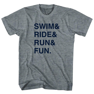 Swim& Ride& Run& Fun. Custom Name & Womens Tri-Blend Junior Cut T-Shirt - Athletic Grey Swim& Ride& Run& Fun. Custom Name & Womens Tri-Blend Junior Cut T-Shirt - Athletic Grey