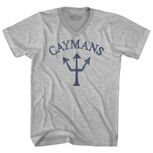 Caymans Trident Adult Cotton V-neck T-shirt - Grey Heather Caymans Trident Adult Cotton V-neck T-shirt - Grey Heather