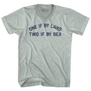 One If By Land Two If By Sea Adult Tri-Blend V-neck T-shirt - Athletic Cool Grey One If By Land Two If By Sea Adult Tri-Blend V-neck T-shirt - Athletic Cool Grey