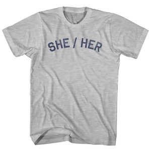 She Her Womens Cotton Junior Cut T-Shirt - Grey Heather
