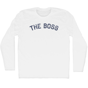 The Boss Adult Cotton Long Sleeve T-shirt - White