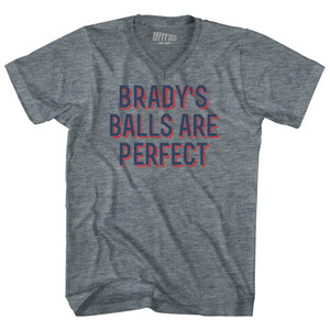 Brady's Balls Are Perfect Tri-Blend V-neck Womens Junior Cut T-shirt - Athletic Grey