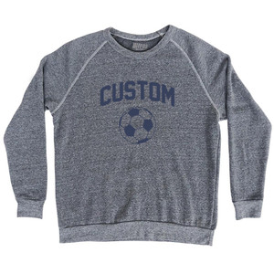Custom Soccer Ball Adult Tri-Blend Sweatshirt - Athletic Grey