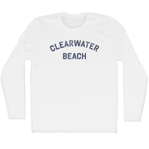 Clearwater Beach Adult Cotton Long Sleeve T-shirt - White