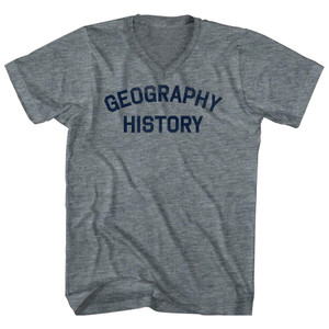 Geography History Adult Tri-Blend V-neck T-shirt - Athletic Grey