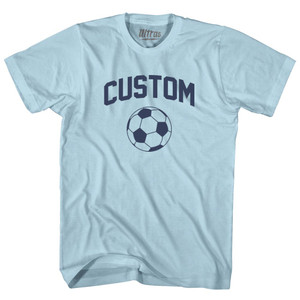 Custom Soccer Ball Adult Cotton T-shirt - Light Blue Custom Soccer Ball Adult Cotton T-shirt - Light Blue