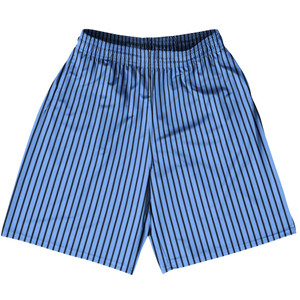 Pinstripes Basketball Practice Shorts Made In USA - Blue Carolina and Black