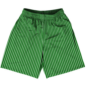 Pinstripes Basketball Practice Shorts Made In USA - Green Kelly and White