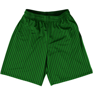 Pinstripes Basketball Practice Shorts Made In USA - Green Kelly and Black