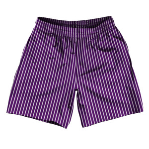 Pinstripes Athletic Running Fitness Exercise Shorts 7" Inseam Shorts Made In USA - Purple Lakers and White Pinstripes Athletic Running Fitness Exercise Shorts 7" Inseam Shorts Made In USA - Purple Lakers and White