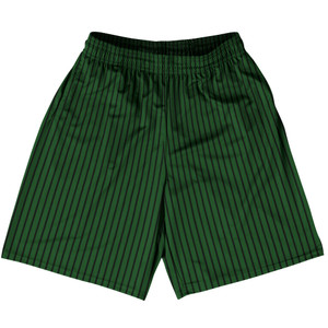Pinstripes Basketball Practice Shorts Made In USA - Green Hunter and Black