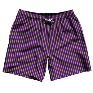 Pinstripes Swim Shorts 7" Made in USA - Purple Medium and Vegas Gold
