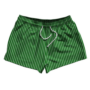 Pinstripes 2.5" Swim Shorts Made in USA - Green Kelly and White