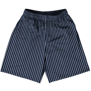 Pinstripes Basketball Practice Shorts Made In USA - Blue Navy And Grey Medium