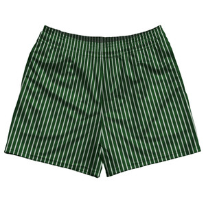Pinstripes Rugby Shorts Made In USA - Green Hunter and White