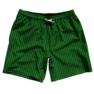 Pinstripes Swim Shorts 7" Made in USA - Green Kelly and Black