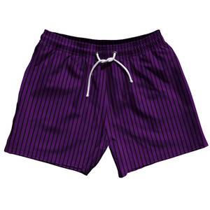 Pinstripes 5" Swim Shorts Made in USA - Purple Medium and Black
