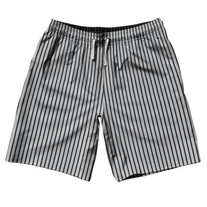 Pinstripes 10" Swim Shorts Made in USA - Grey Medium and Blac