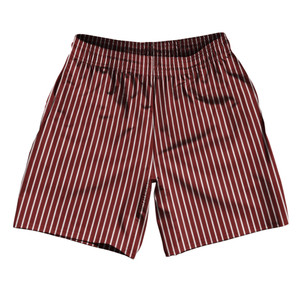 Pinstripes Athletic Running Fitness Exercise Shorts 7" Inseam Shorts Made In USA - Red Maroon and White Pinstripes Athletic Running Fitness Exercise Shorts 7" Inseam Shorts Made In USA - Red Maroon and White