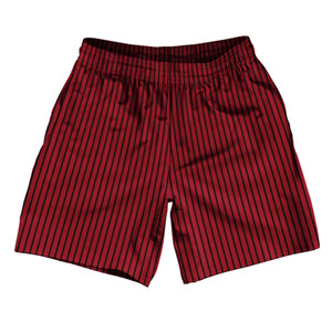 Pinstripes Athletic Running Fitness Exercise Shorts 7" Inseam Shorts Made In USA - Red Cardinal and Black Pinstripes Athletic Running Fitness Exercise Shorts 7" Inseam Shorts Made In USA - Red Cardinal and Black