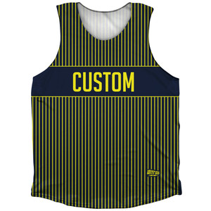 Pinstripes Custom Finish Line Athletic Tank Top - Blue Navy and Yellow Bright Pinstripes Custom Finish Line Athletic Tank Top - Blue Navy and Yellow Bright
