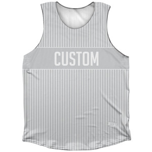 Pinstripes Custom Finish Line Athletic Tank Top - Grey Medium and White Pinstripes Custom Finish Line Athletic Tank Top - Grey Medium and White