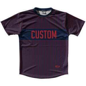 Pinstripes Custom Finish Line Running Shirt Track Cross Made In USA - Blue Navy and Red Dark Pinstripes Custom Finish Line Running Shirt Track Cross Made In USA - Blue Navy and Red Dark