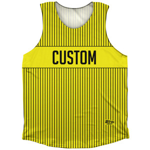 Pinstripes Custom Finish Line Athletic Tank Top - Yellow Bright and Black Pinstripes Custom Finish Line Athletic Tank Top - Yellow Bright and Black