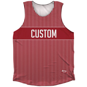 Pinstripes Custom Finish Line Athletic Tank Top - Red Cardinal and White Pinstripes Custom Finish Line Athletic Tank Top - Red Cardinal and White