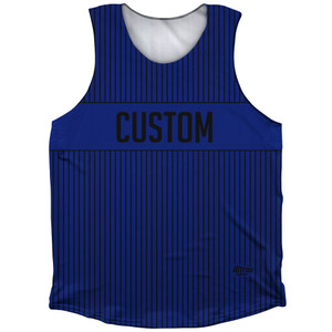 Pinstripes Custom Finish Line Athletic Tank Top - Blue Royal and Black Pinstripes Custom Finish Line Athletic Tank Top - Blue Royal and Black