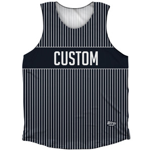 Pinstripes Custom Finish Line Athletic Tank Top - Blue Navy Almost Black and White Pinstripes Custom Finish Line Athletic Tank Top - Blue Navy Almost Black and White