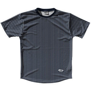 Pinstripes Running Shirt Track Cross Made In USA - Blue Navy Almost Black and White