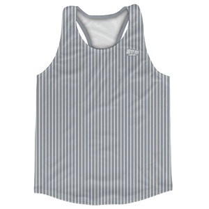 Pinstripes Running Track Tops Made In USA - Grey Dark and White
