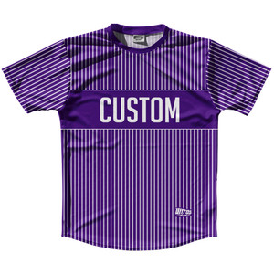 Pinstripes Custom Finish Line Running Shirt Track Cross Made In USA - Purple Lakers and White