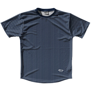 Pinstripes Running Shirt Track Cross Made In USA - Blue Navy And Grey Medium
